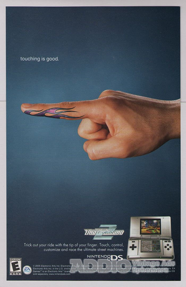 Nintendo DS 'Touching is Good' marketing campaign visual