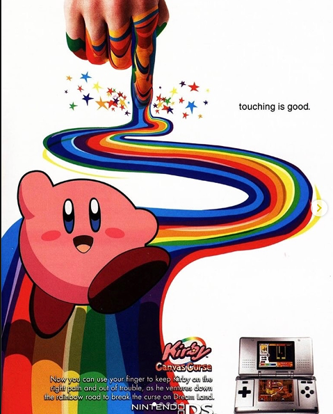 Nintendo DS advertisement featuring finger-based game control