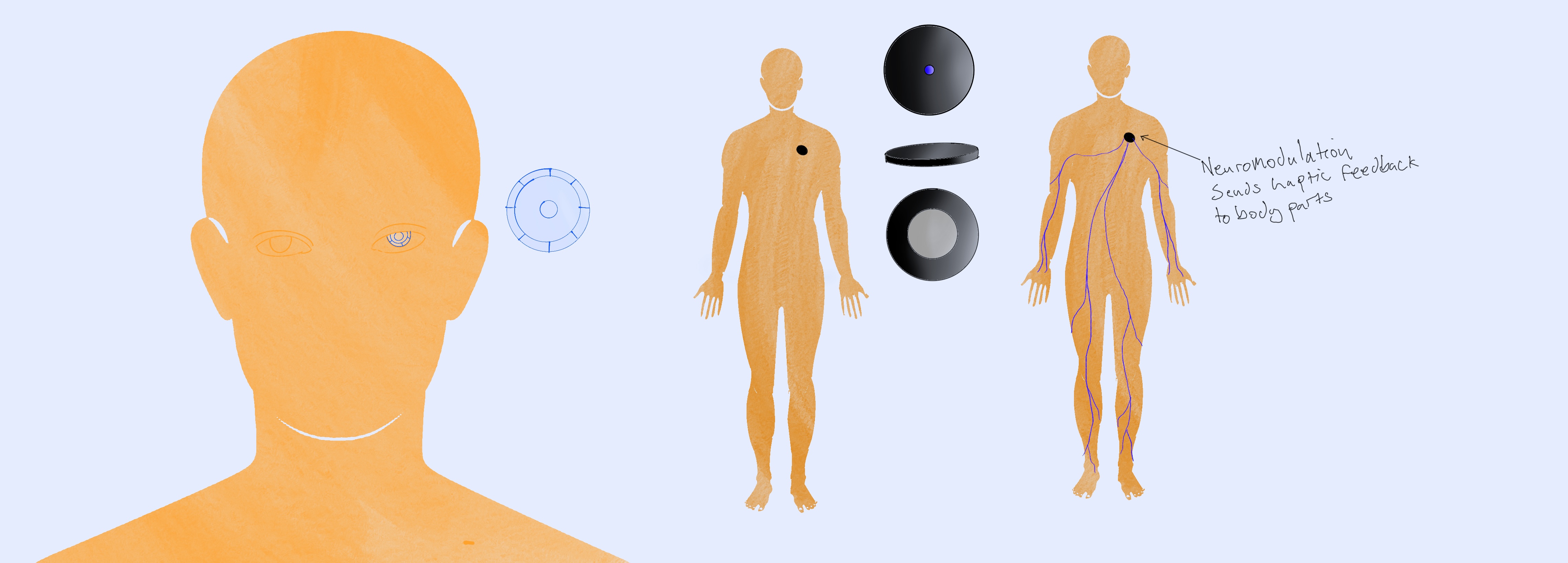 Early design sketches and ideation drawings for HapticSense device